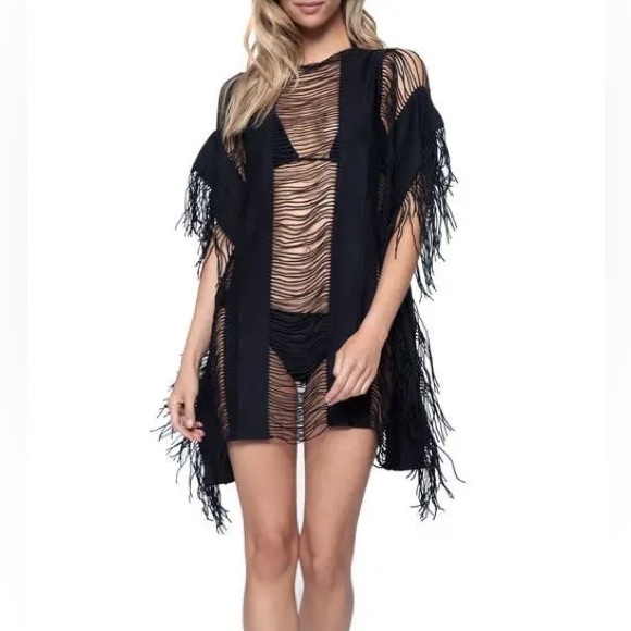 PQ Swim Other - PQ Swim Black Monique Fringe Coverup Tunic